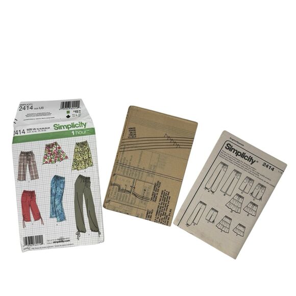 SIMPLICITY PATTERN 2414  SKIRT PANTS SHORTS  MISSES SIZES 16 18 20 22 24  UNCUT - Picture 3 of 7